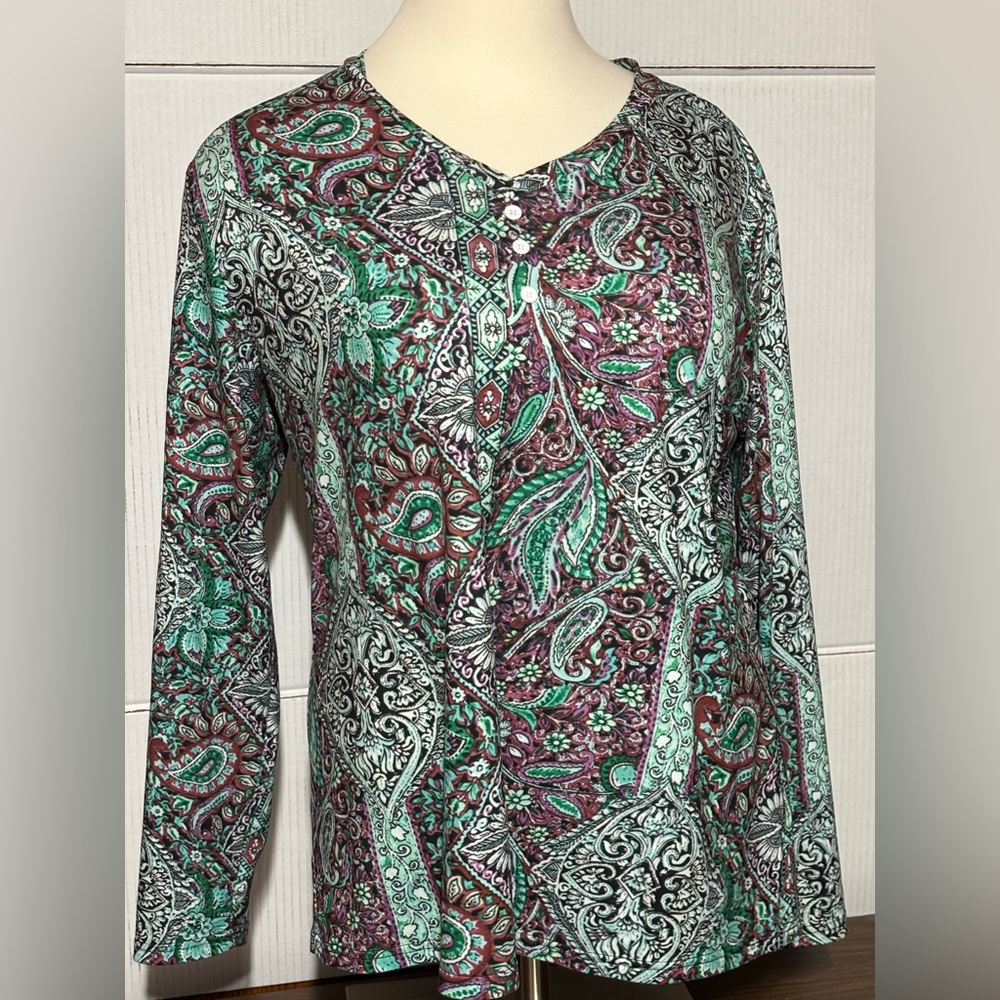 No name 3X Paisley Long Sleeve Top - Multicolor 30” length 23” p2p